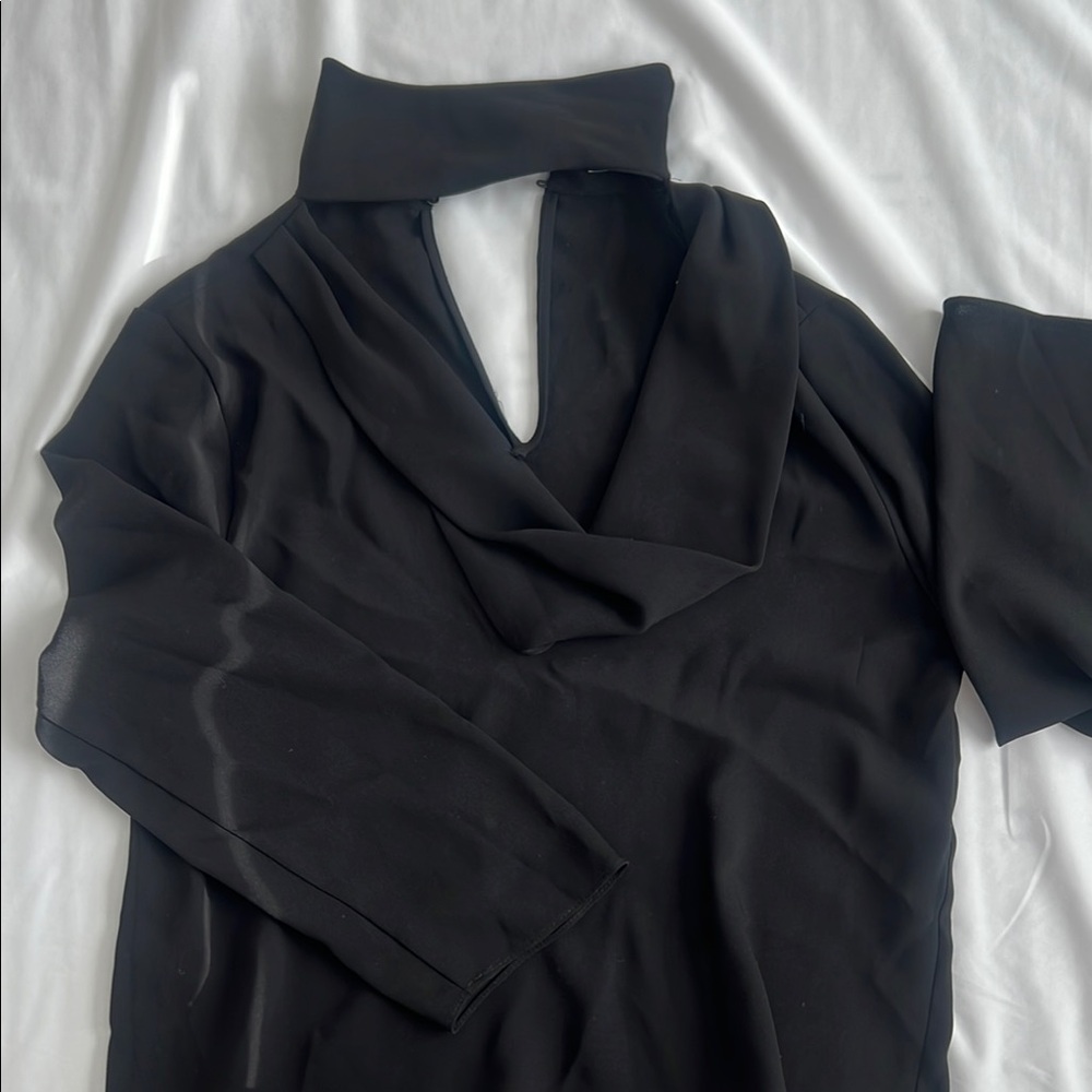 Zara Black High Collar Blouse